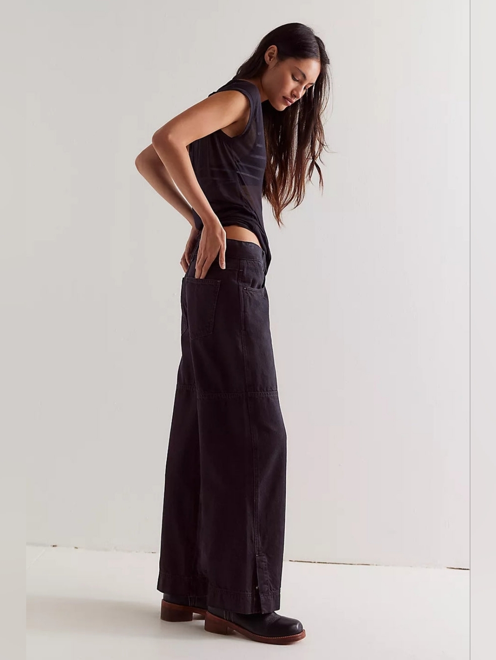 NWT We The Free Benji Black Wide-Leg Mid Rise Relaxed Jeans 27 - Picture 16 of 16